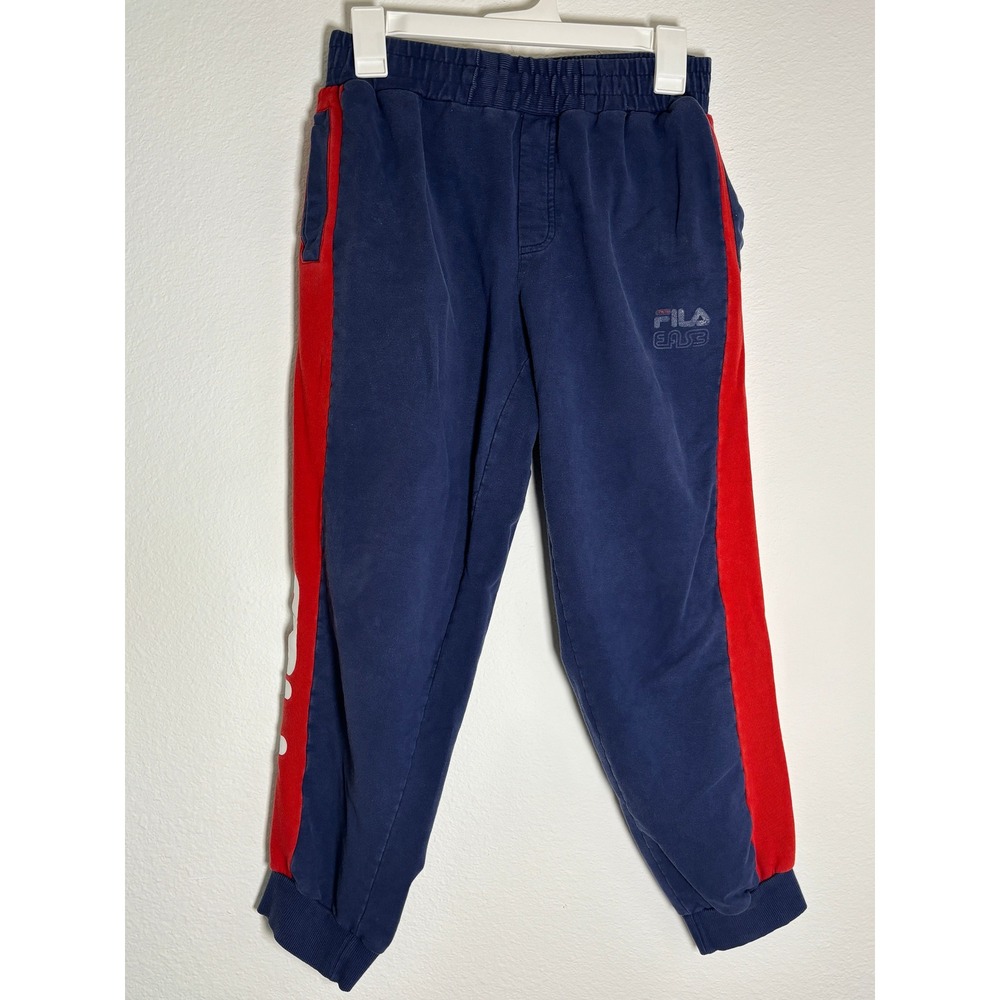 Fila Mens Joggers Navy Blue Red Side Stripe Logo Sweatpants Size M